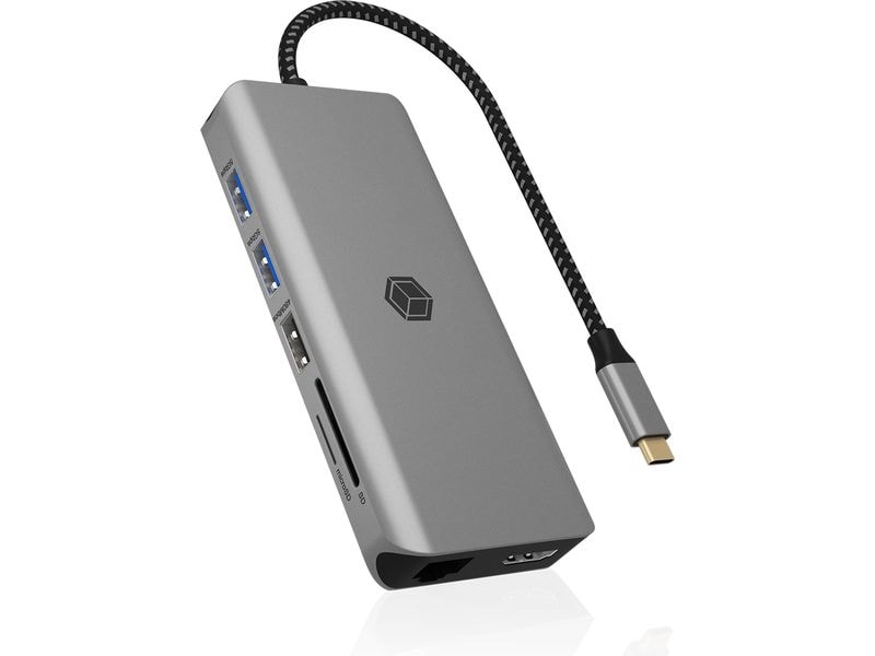 ICY BOX Dockingstation 12-in-1  USB Type-C IB-DK4061-CPD USB Type-C Notebook DockingStation mit hochwertigem Aluminiumgehäuse