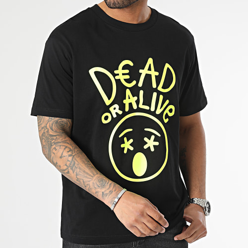 Tee Shirt Oversize Large Dead Or Alive Noir Jaune Fluo