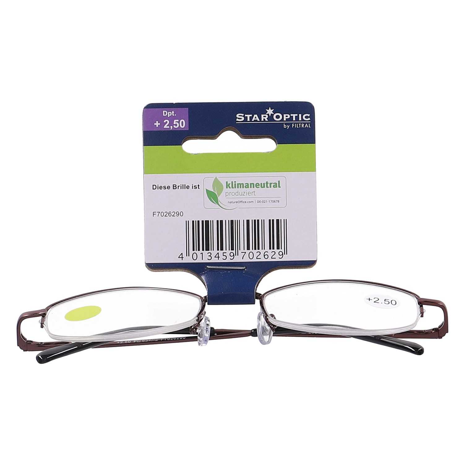 Star Optic Lesehilfe MD3 aus Metall +2,5 Dioptrien rot