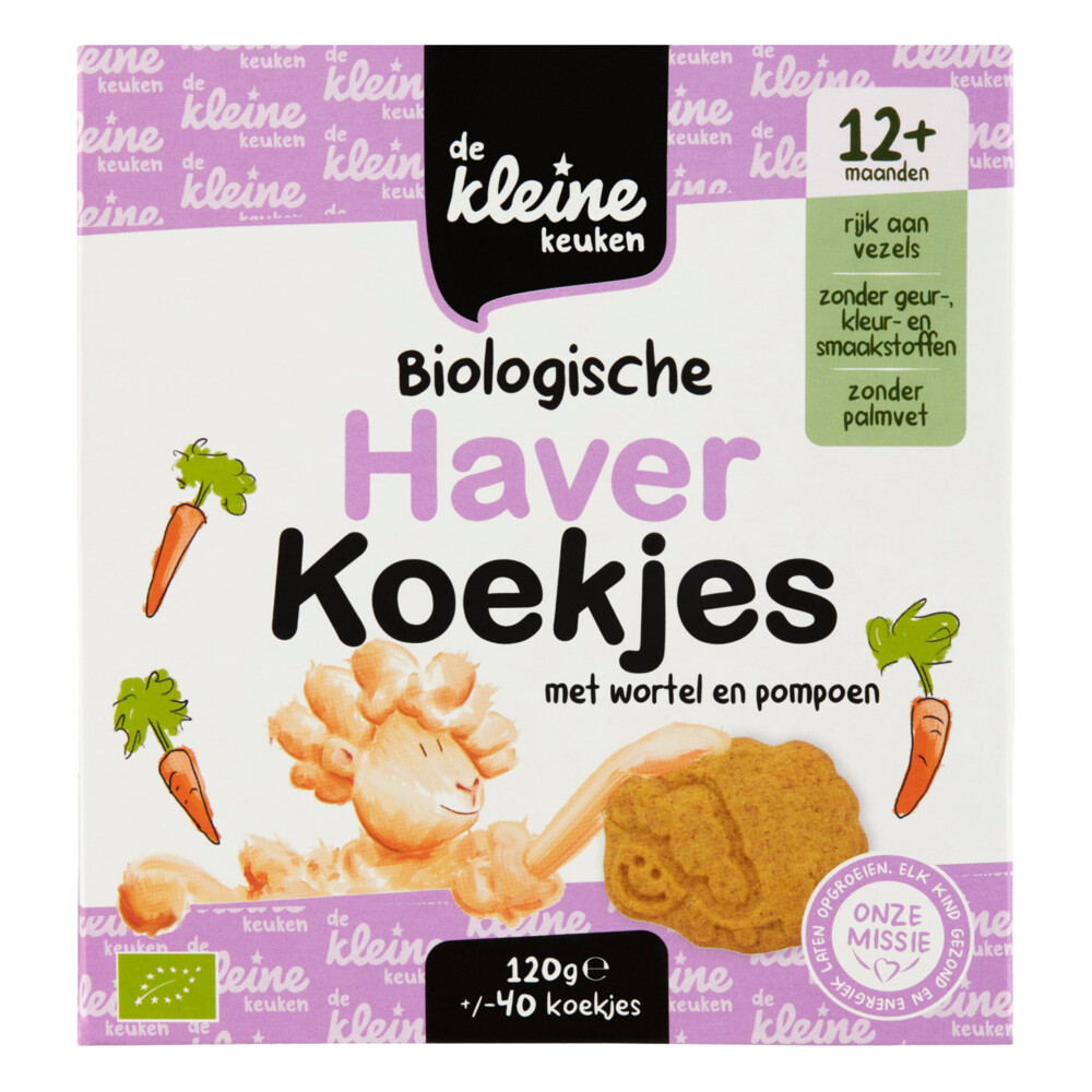 de Kleine Keuken Bio Haverkoekjes Wortel & Pompoen120 gr