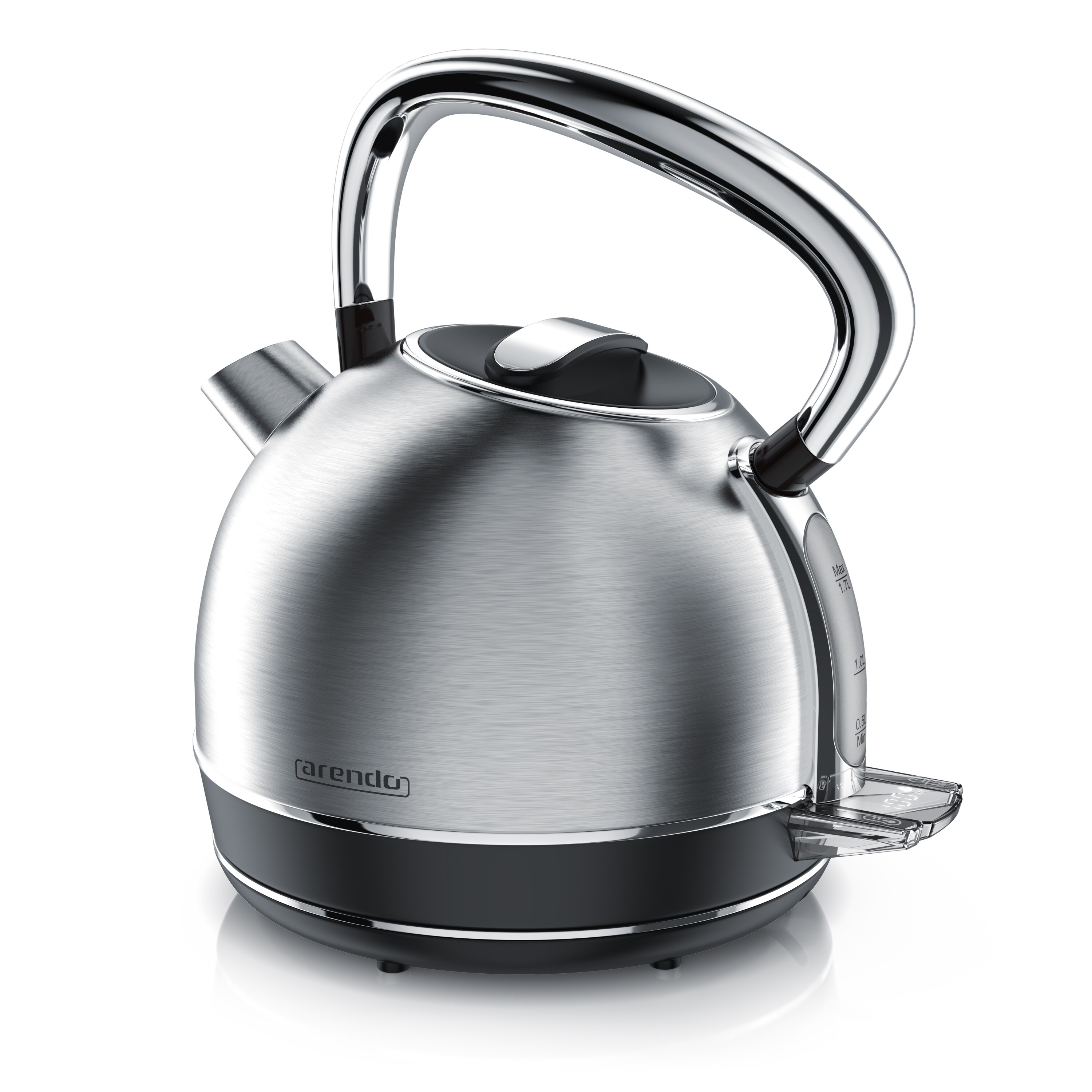 Arendo Wasserkocher mit Temperatureinstellung, 1,7 l, 2200 W, Edelstahl Retro Style Vintage, Überhitzung & Trockenkochschutz, silber