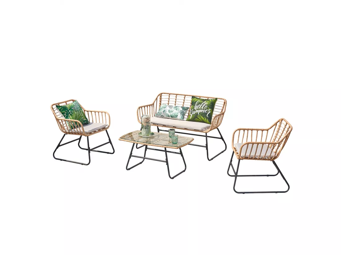 Salon de jardin 4 places en rotin PAREA