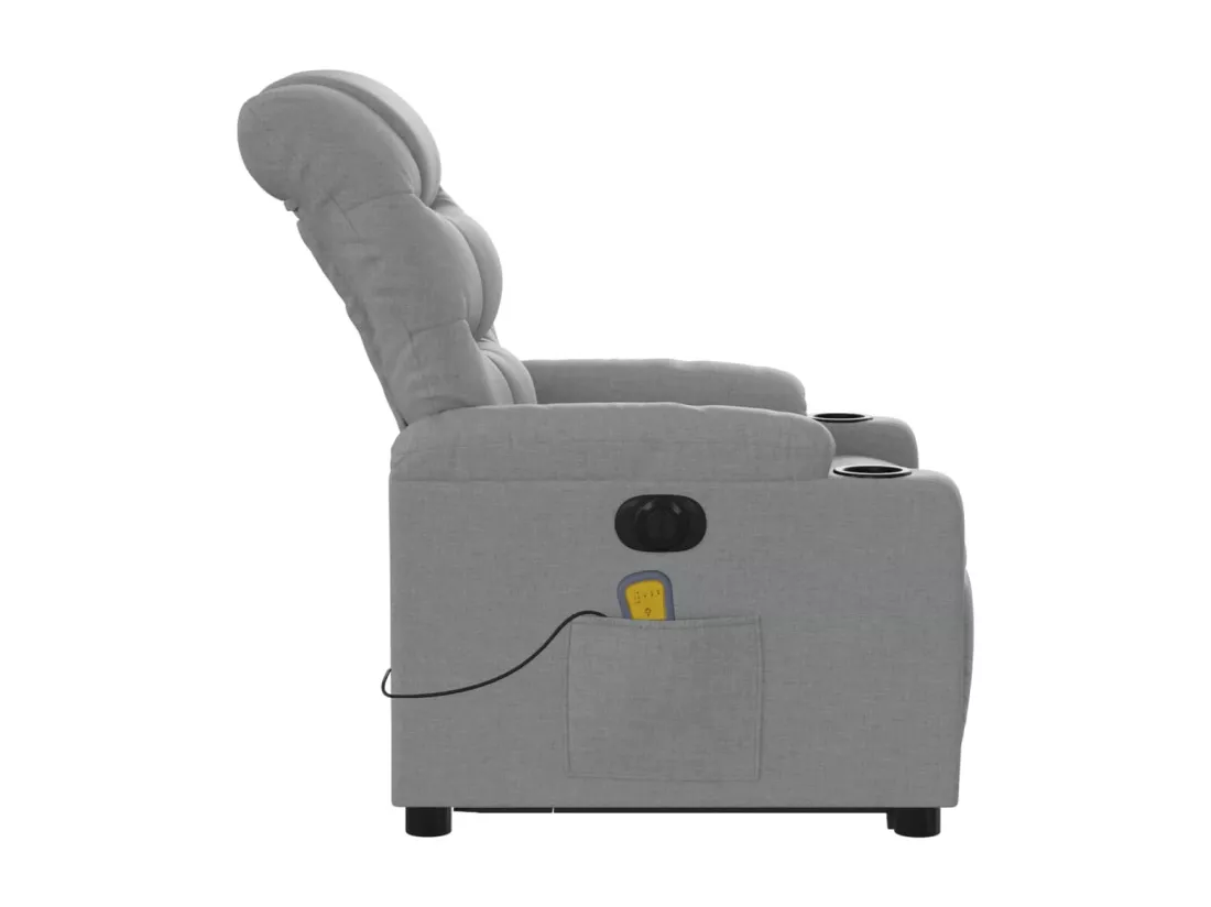 Fauteuil inclinable massant électrique Gris clair Tissu