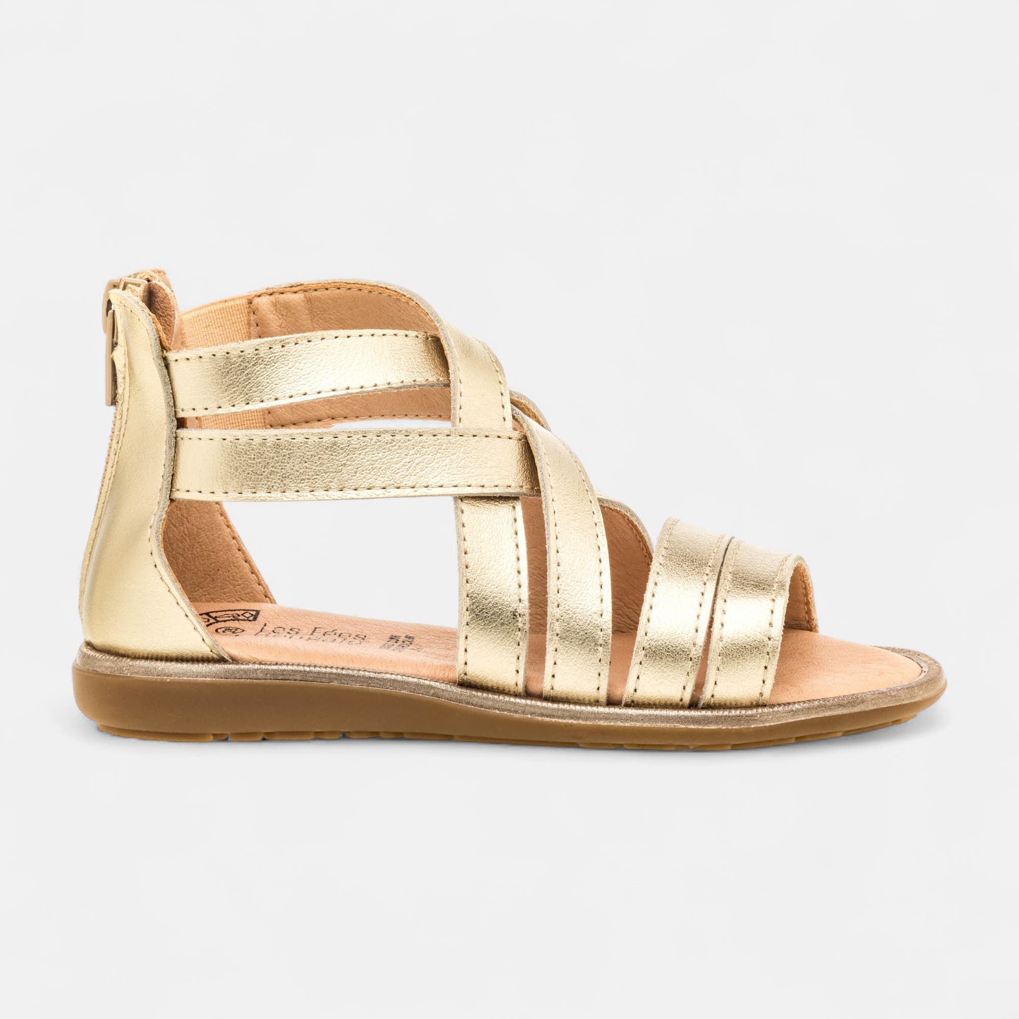 Nu-pieds Fille en cuir or