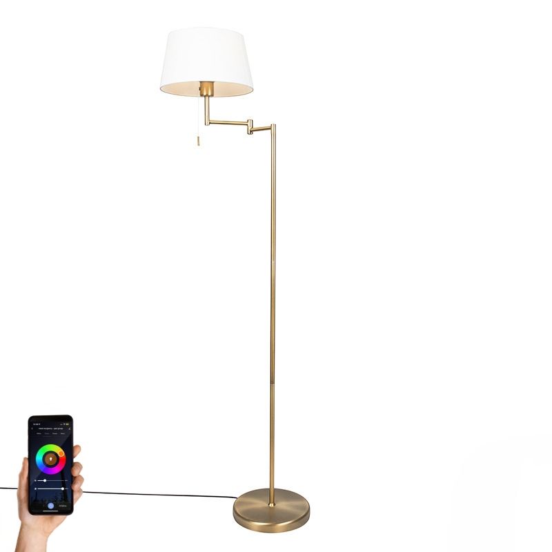 Smart klassieke vloerlamp brons met wit incl. WiFi A60 - Ladas Fix