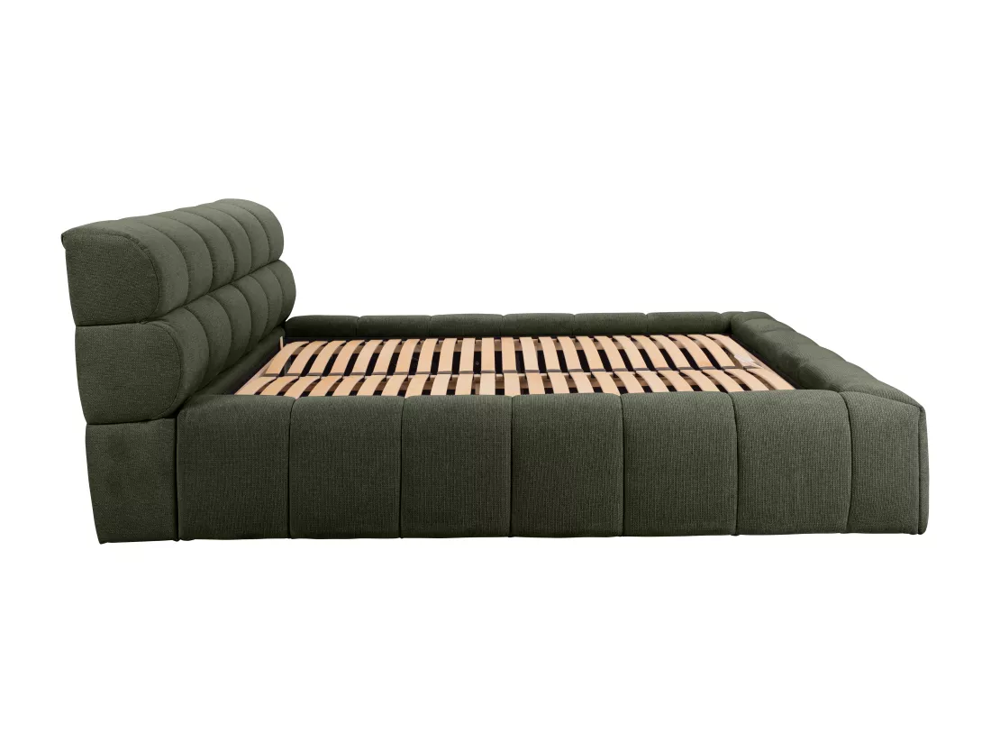 Lit coffre 160 x 200 cm - Tissu - Vert + Matelas - FORVIK de Pascal Morabito