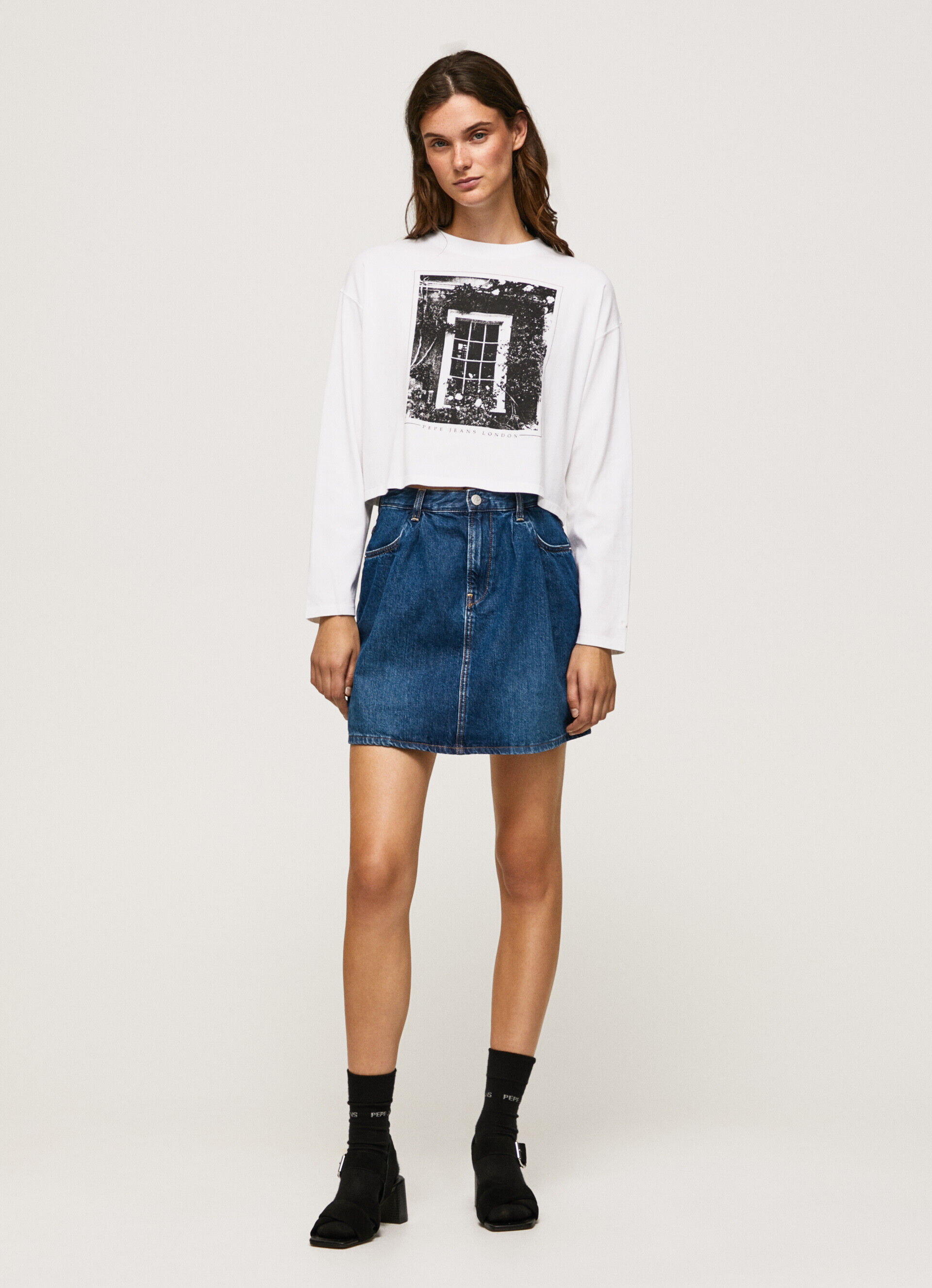 CAMISETA DE MANGA LONGA ESTAMPADA - branca