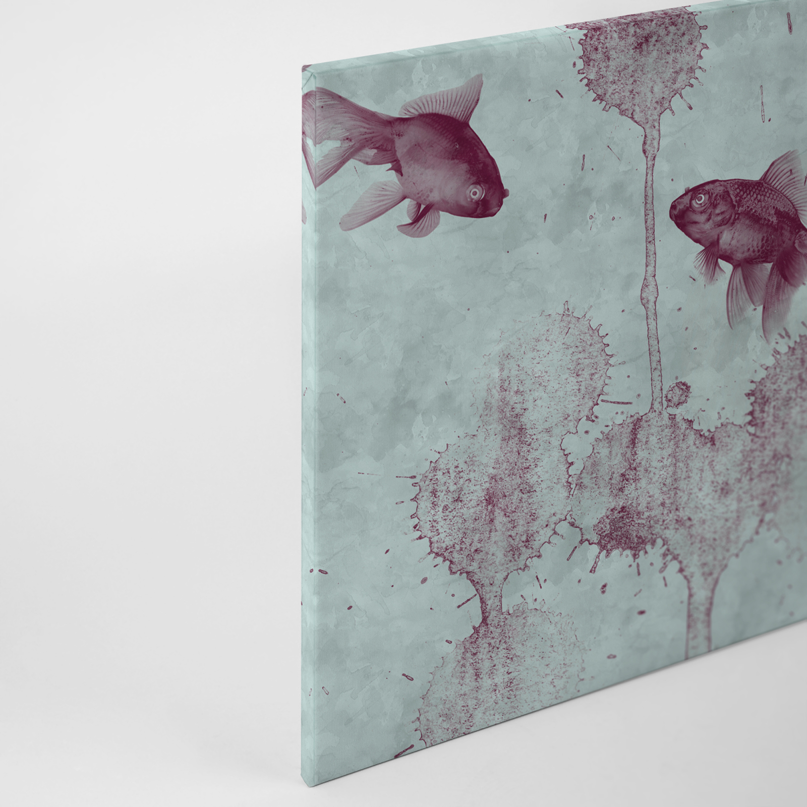 Leinwandbild FISCHE - türkis-rot - 90x60 cm