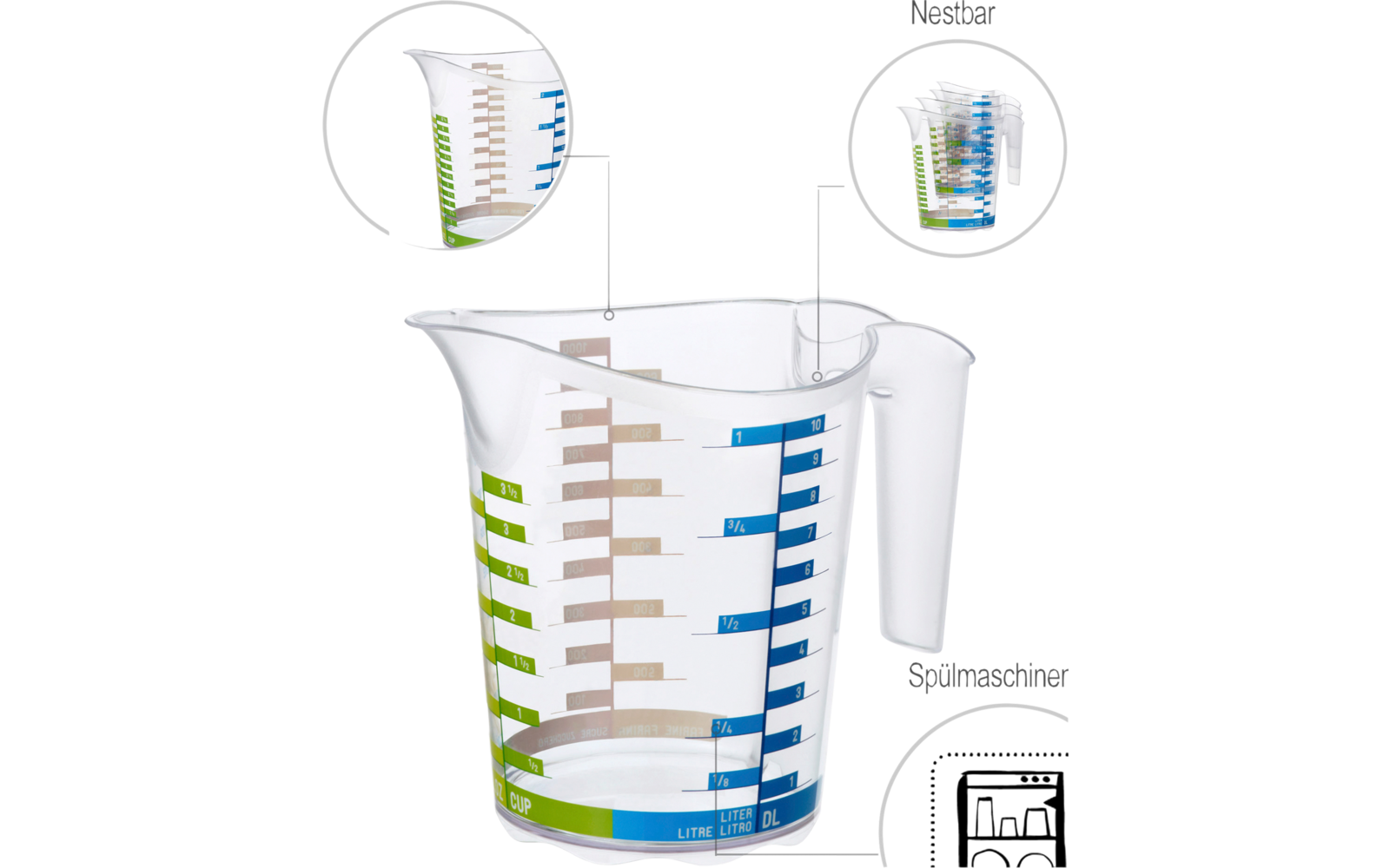 Rotho Domino Messbecher 0,5 Liter
