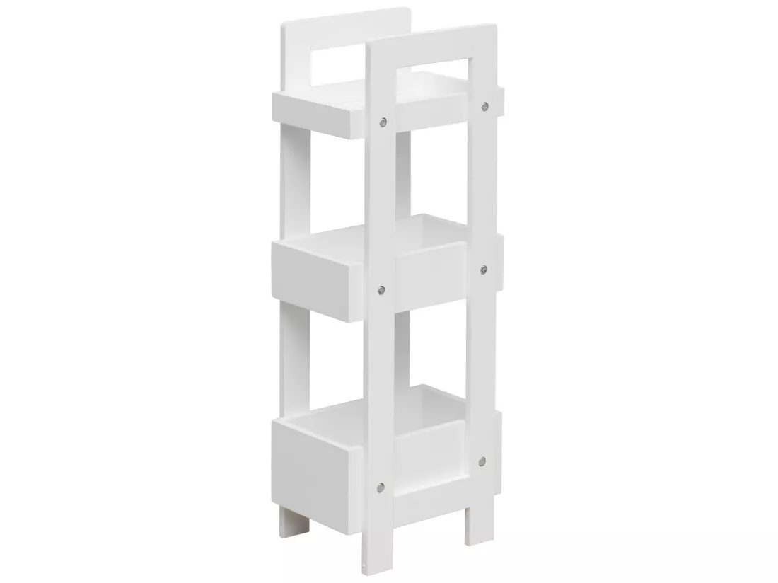 Meuble de salle de bain Etroite 3 Etagères en Bois Blanc
