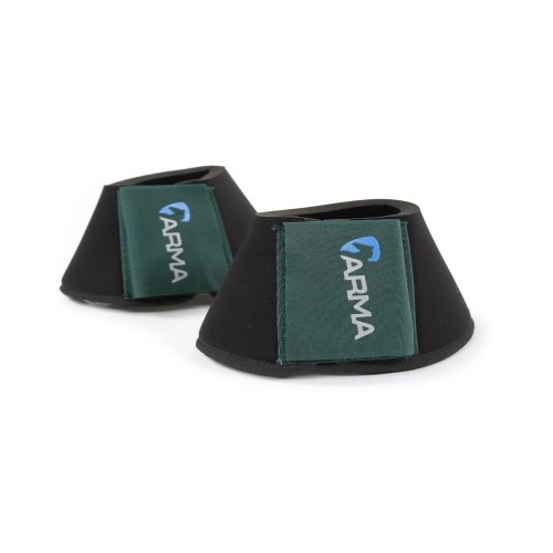 Botas de neoprene ARMA fechadas, verdes e pretas, para cavalos.