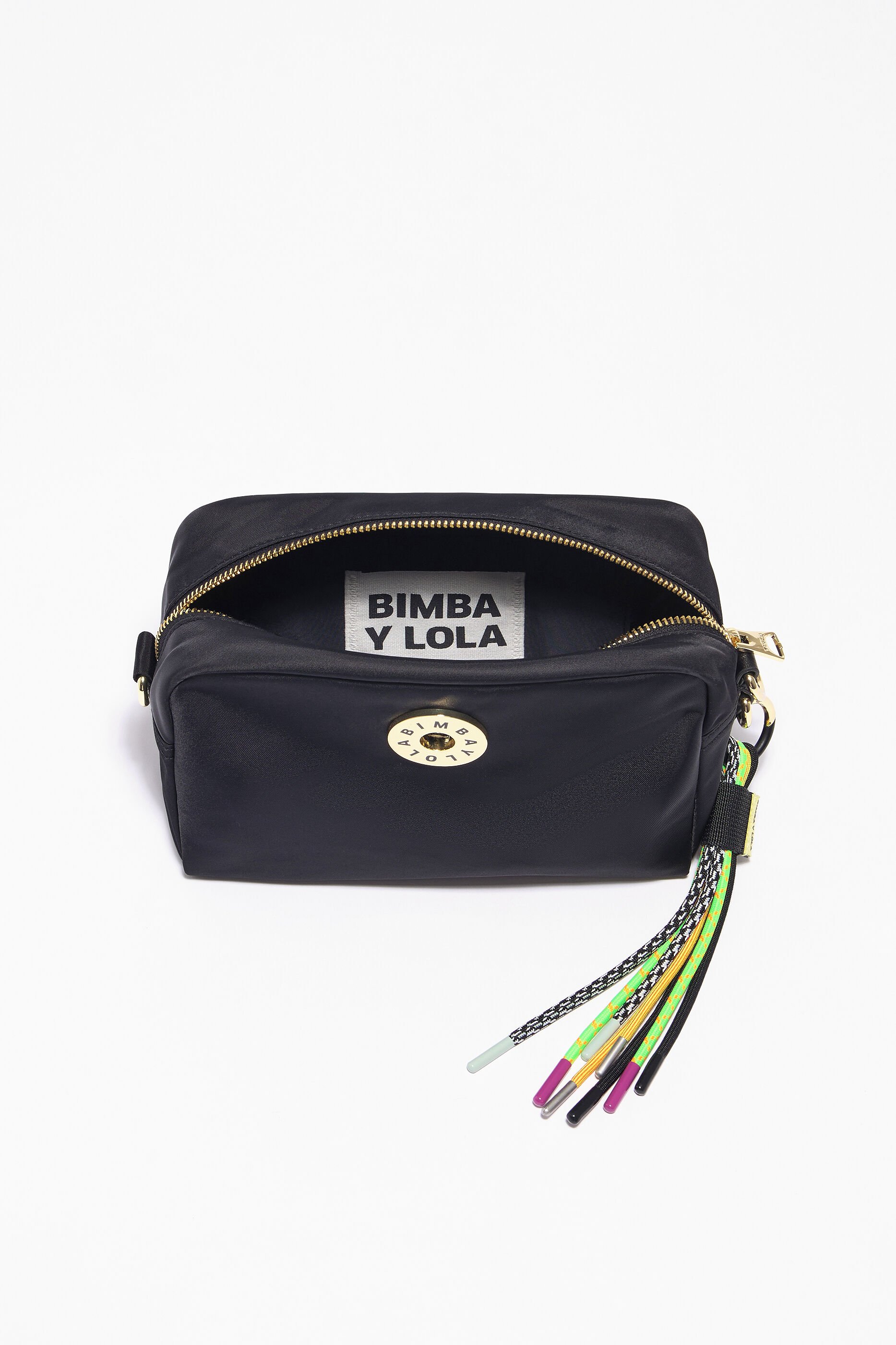 Bolsa de ombro pequena em náilon preto