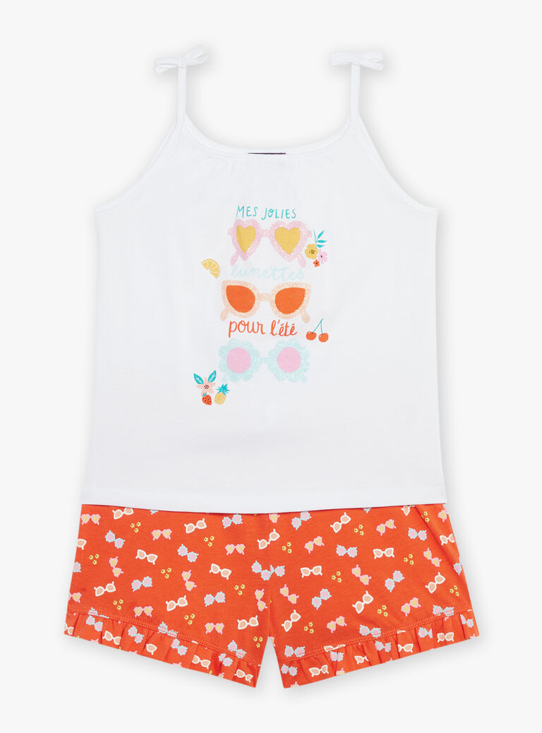 Débardeur et short blanc et orange en jersey