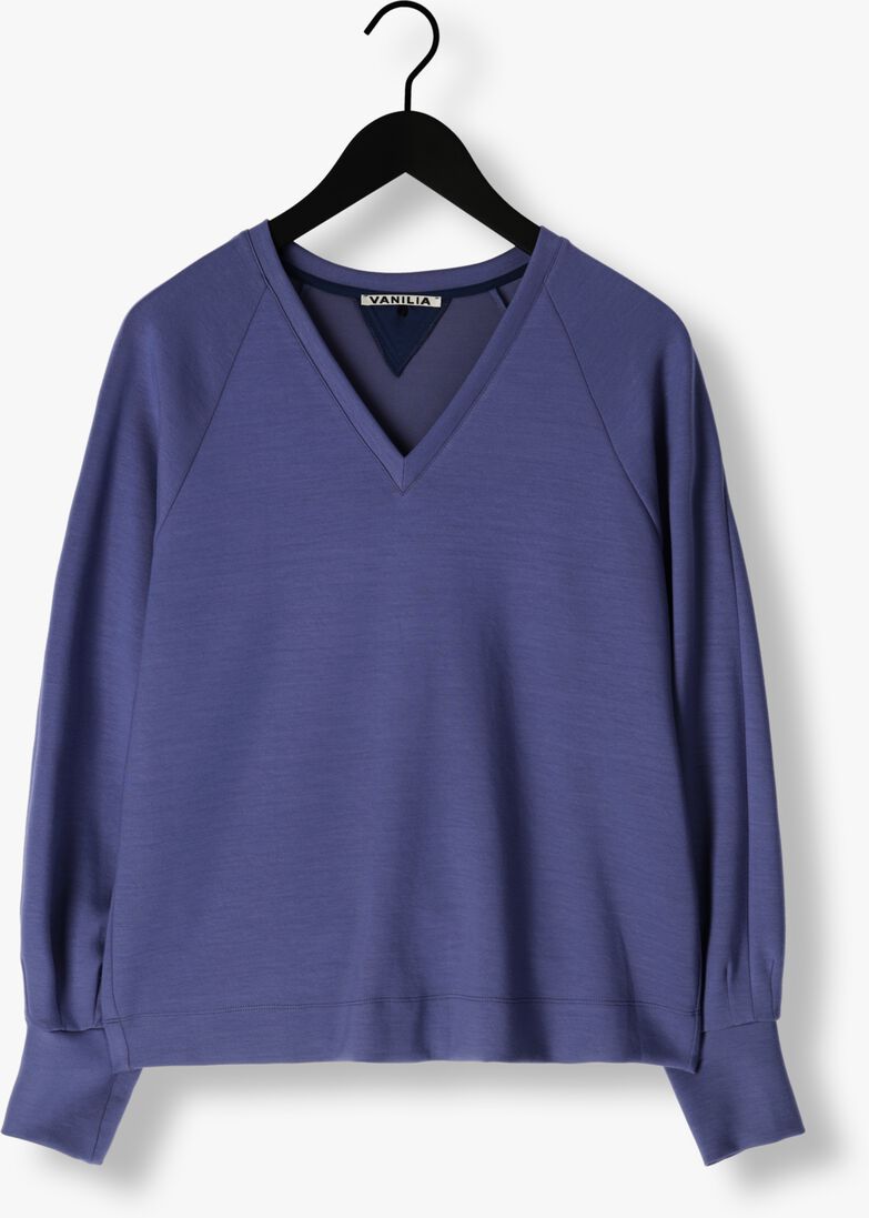 VANILIA blauwe vanilia trui sweat v-neck raglan