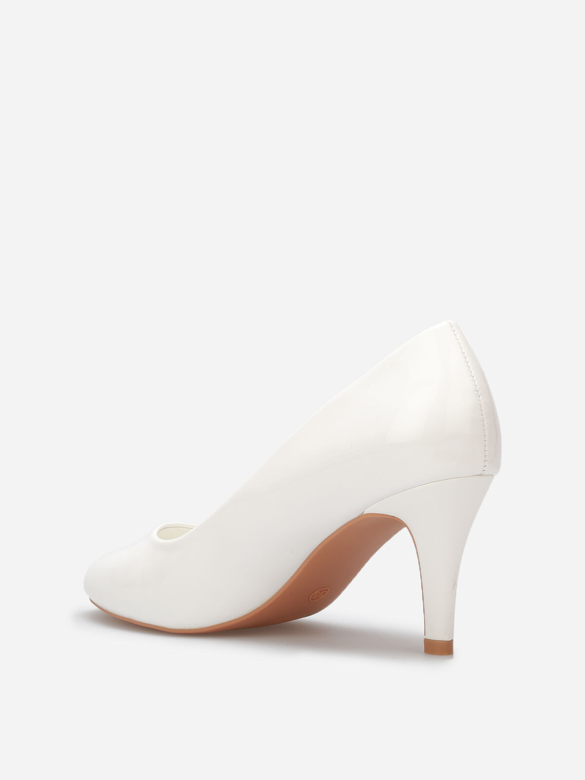 Escarpins vernis à petit talon- Blanc