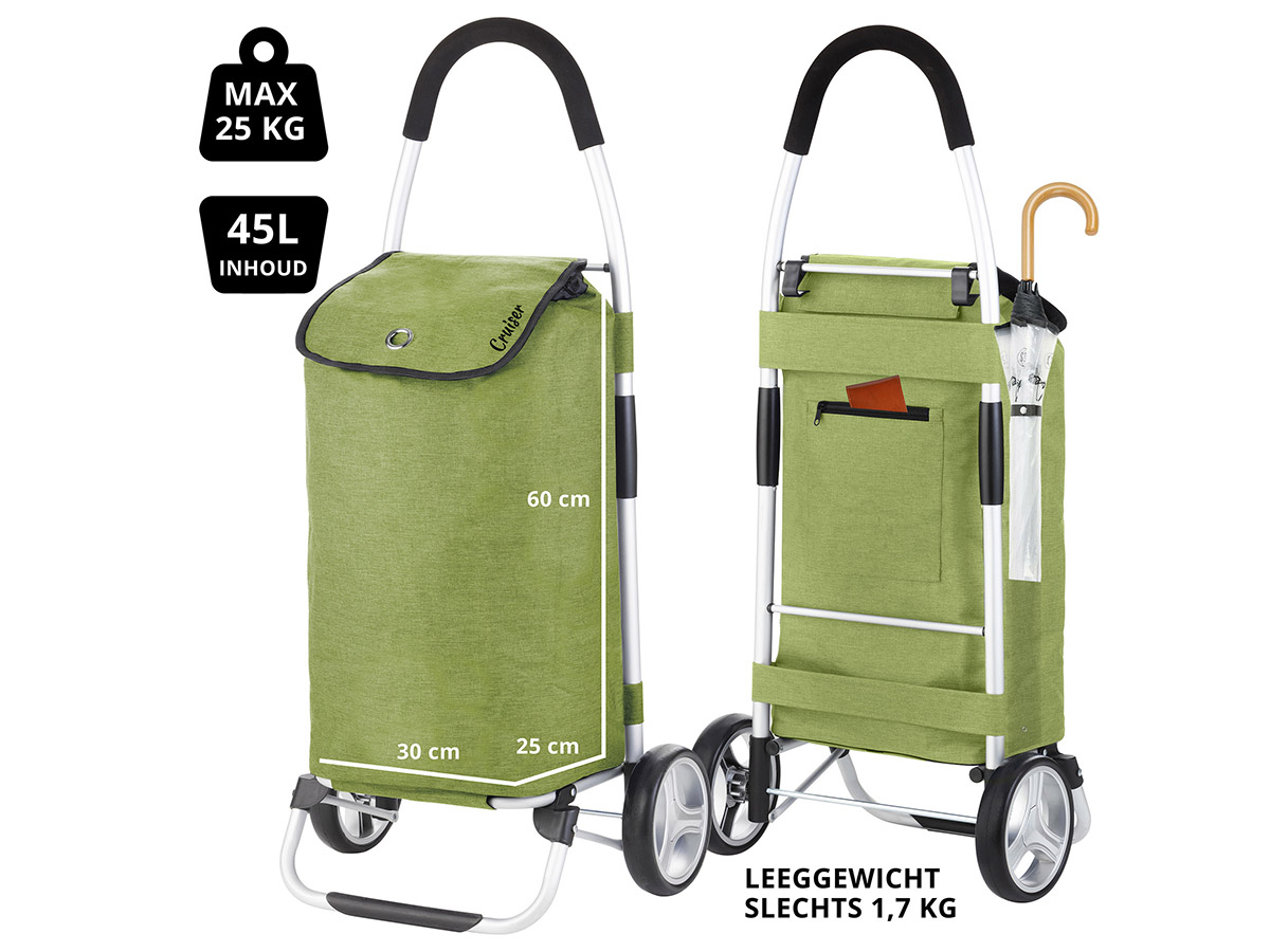 Cruiser 45 liter opvouwbare boodschappentrolley - Green