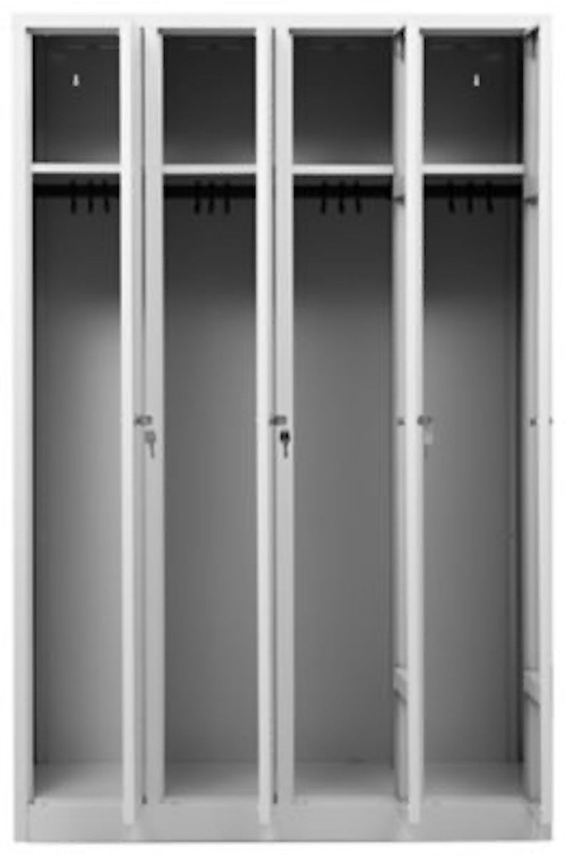 PROREGAL Garderobekast Camel 4 Compartimenten HxBxD 180 x 117 x 50 cm Cilinderslot Grijs
