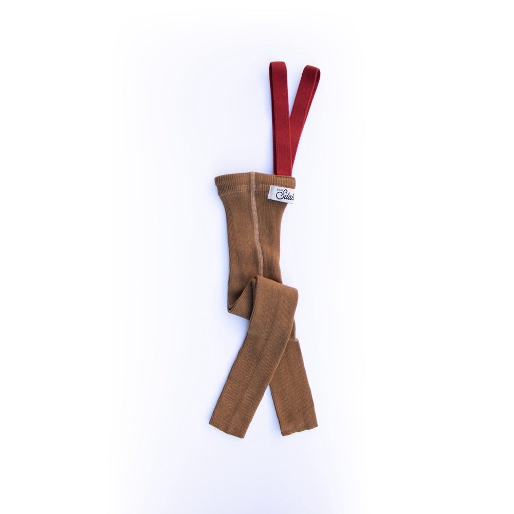 Køb Silly Silas Acorn Brown With Maple Leaf Footless Strømpebukser Christmas Edition