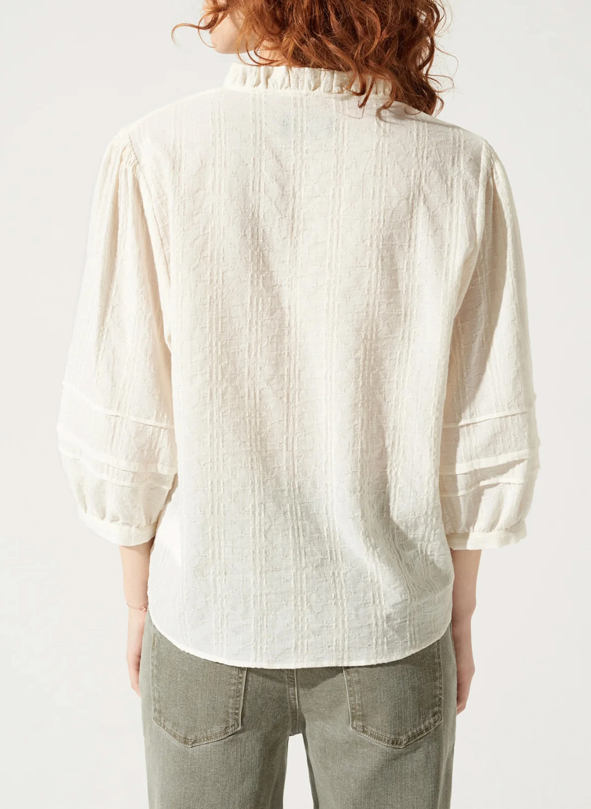 Blouse droite col victorien en coton | Blanc