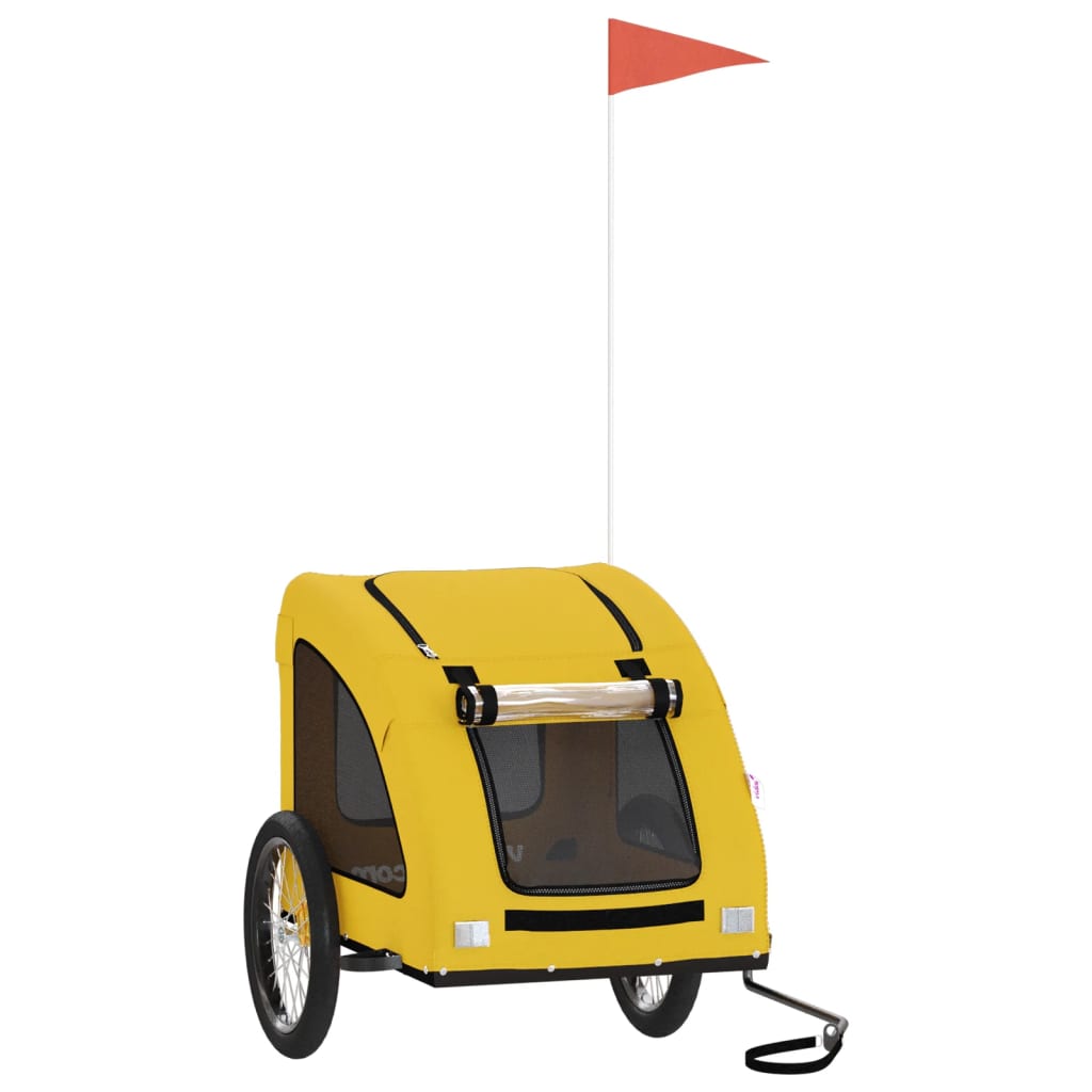 vidaXL Pet Bike Trailer Iron Oxford Cloth Yellow
