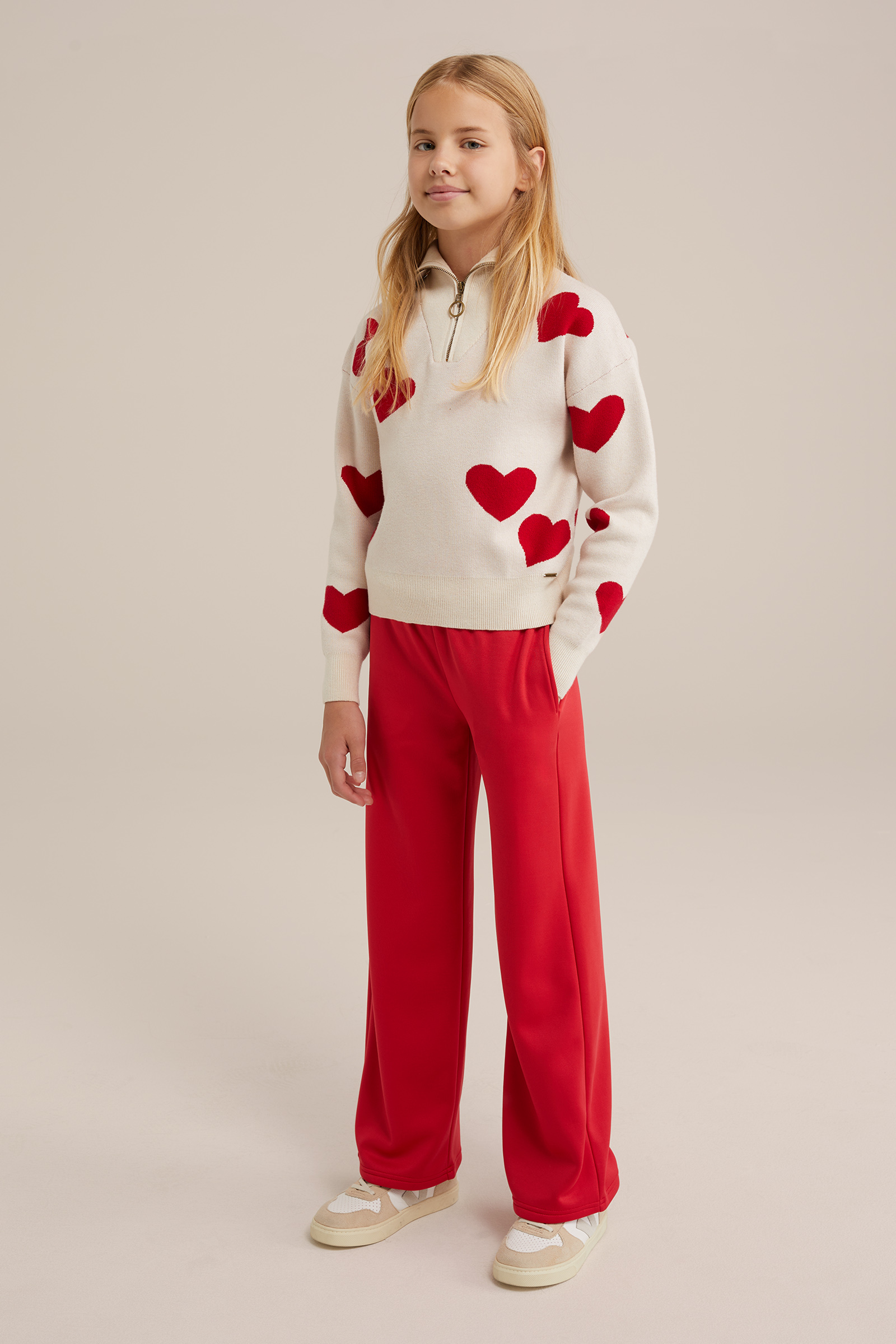 Meisjes straight fit broek WE Fashion Felrood