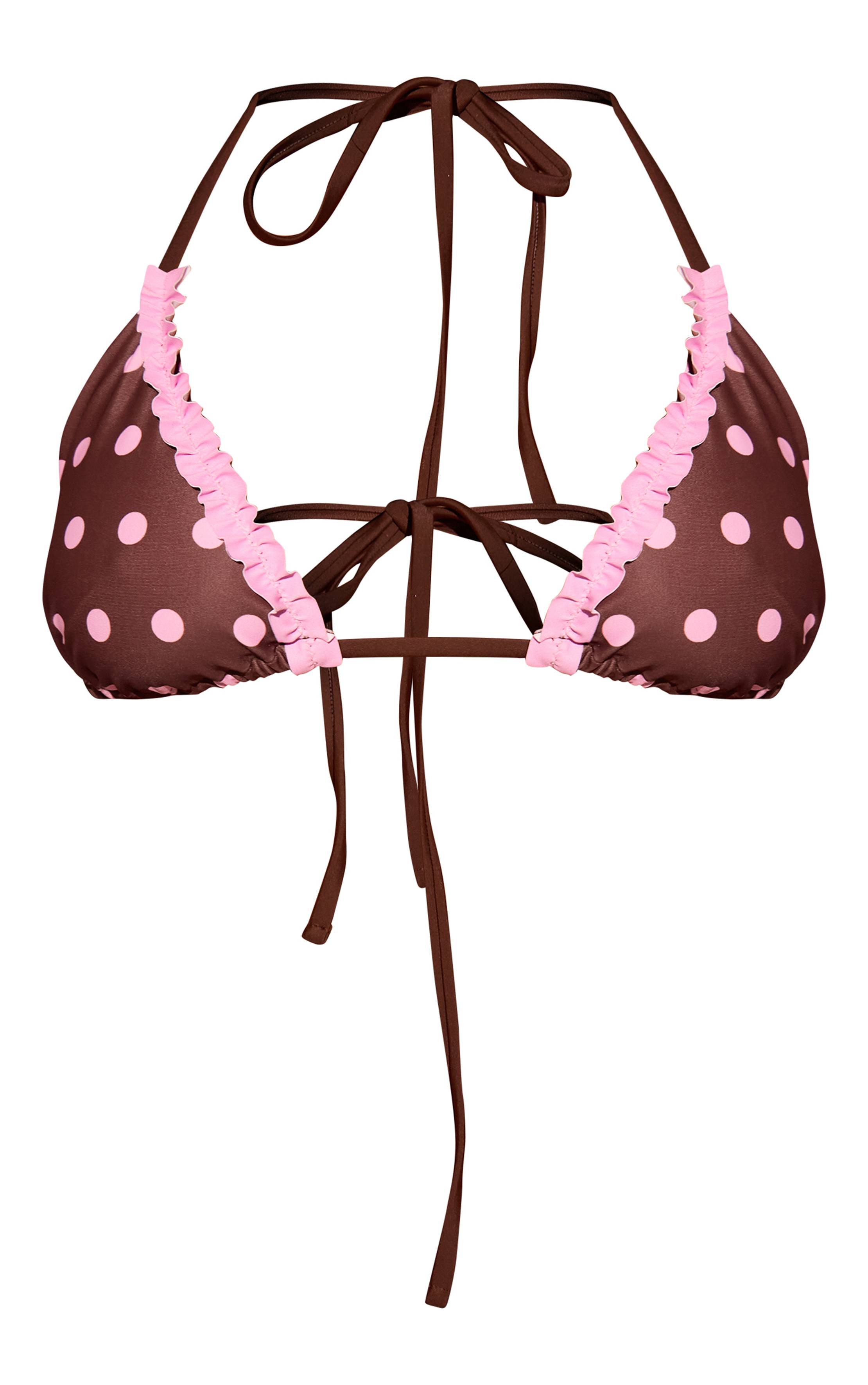 Espresso Haut De Bikini Triangle À Pois