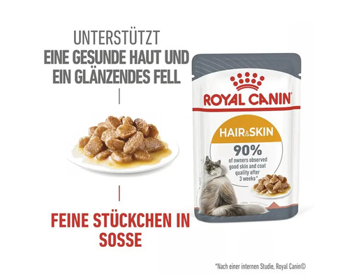 ROYAL CANIN Canin Hair & Skin natvoer voor katten in jus, ter ondersteuning van een gezonde huid en een glanzende vacht, in jus, 85 g