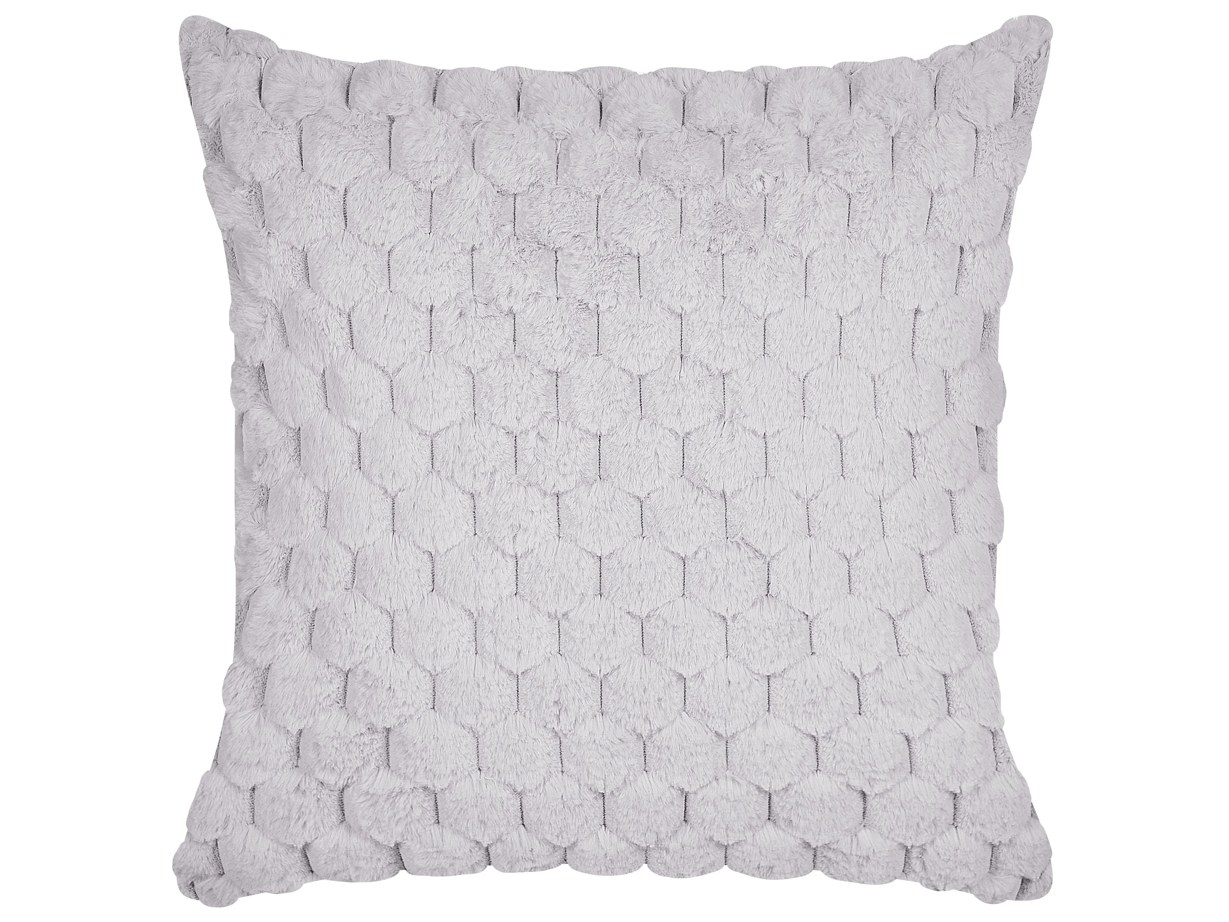 Set van 2 sierkussens PURSLANE Nepbont 43 x 43 cm Lichtgrijs geometrisch patroon