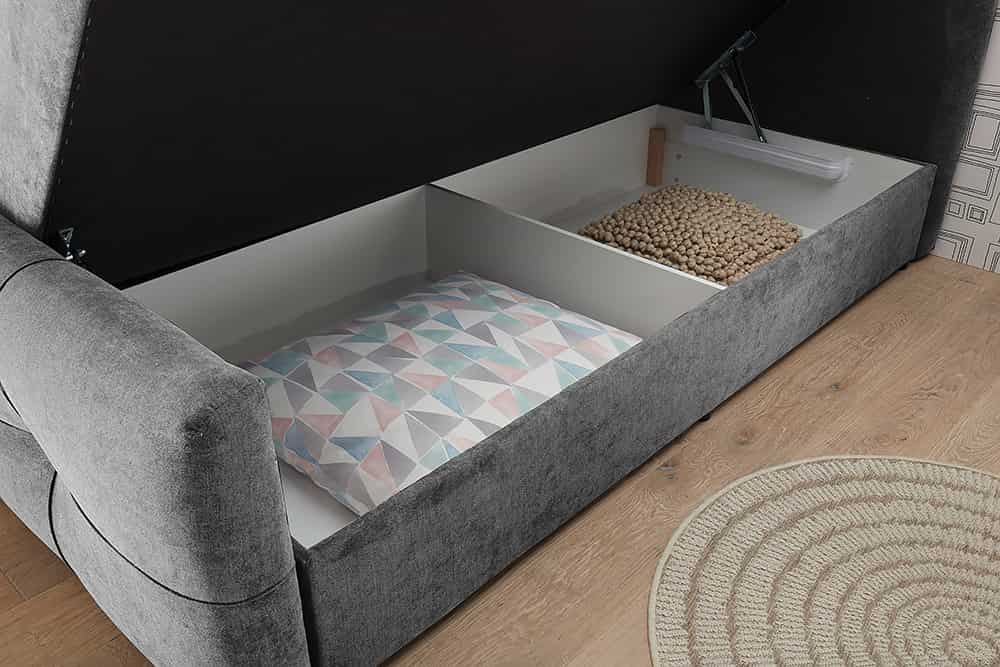 Boxspringbett TOULOUSE 180x200cm dunkelgrau Microfaser inkl. Matratze Stauraum Topper