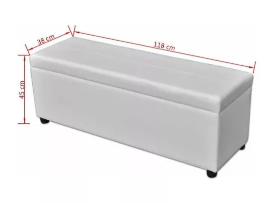 Banquette coffre capitonnée similicuir blanc Mandai 118cm