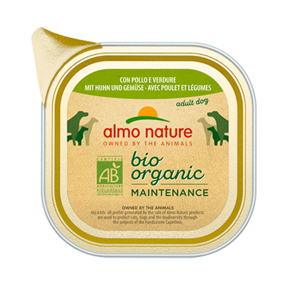 32x Almo Nature Bio Organic Maintenance Hondenvoer Kip en Groenten100 gr