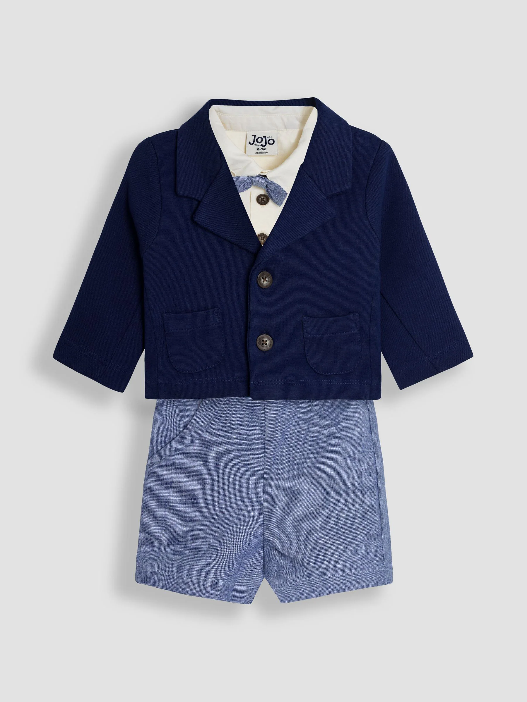 JoJo Maman Bébé 4-delige set van overhemd en broek met blazer en strik