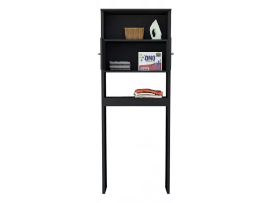 Armoire de Buanderie Lave-Linge 2 Portes Noir 3 Niches L 75 H 175 P 22 cm