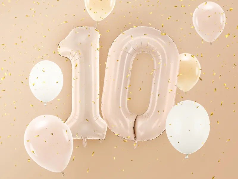 0 Jaar Cijfer Ballon Beige 72cm