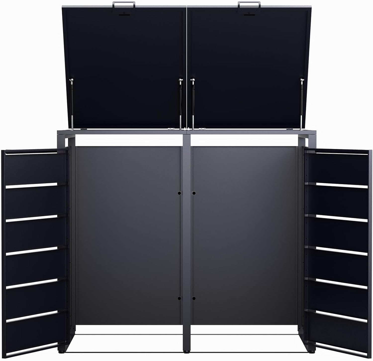 2er Mülltonnenbox Metall anthrazit 132x80x116 cm mit Magnettüren