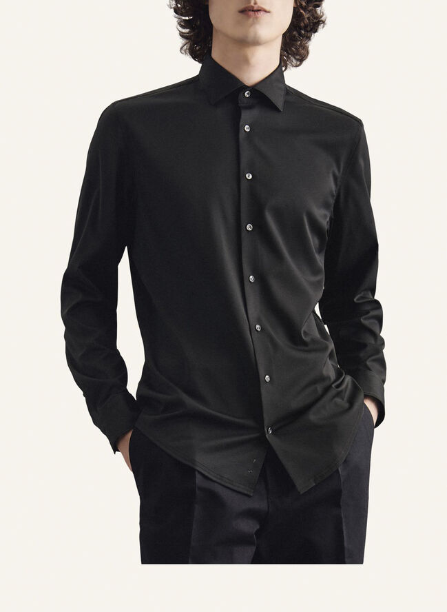 Seidensticker Performance shirt Slim Long sleeve Kent-Collar Uni Black
