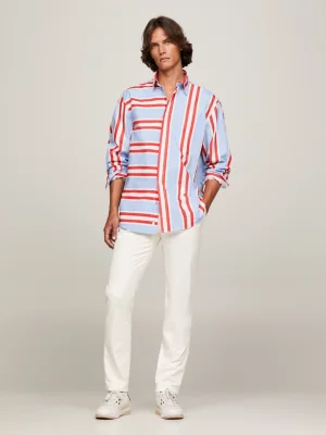 Camisa de corte regular com listras mistas