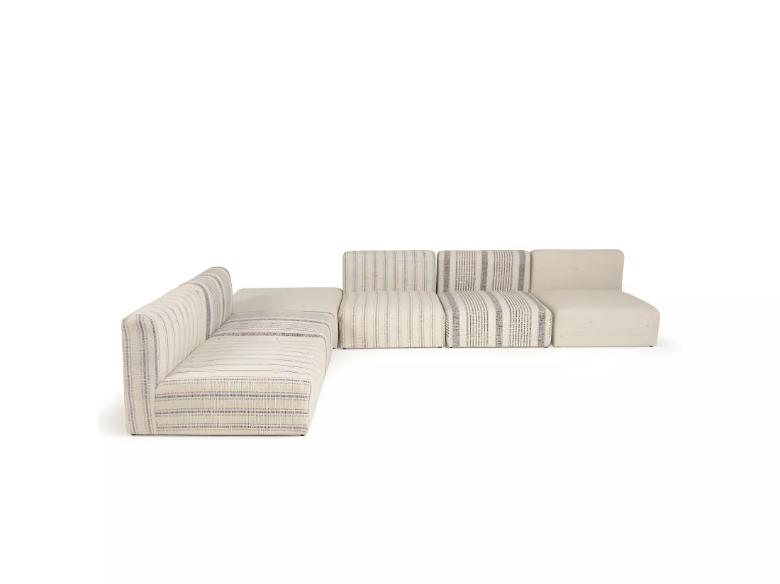 GLORIA - Canapé modulable 6 pièces en coton gris et beige