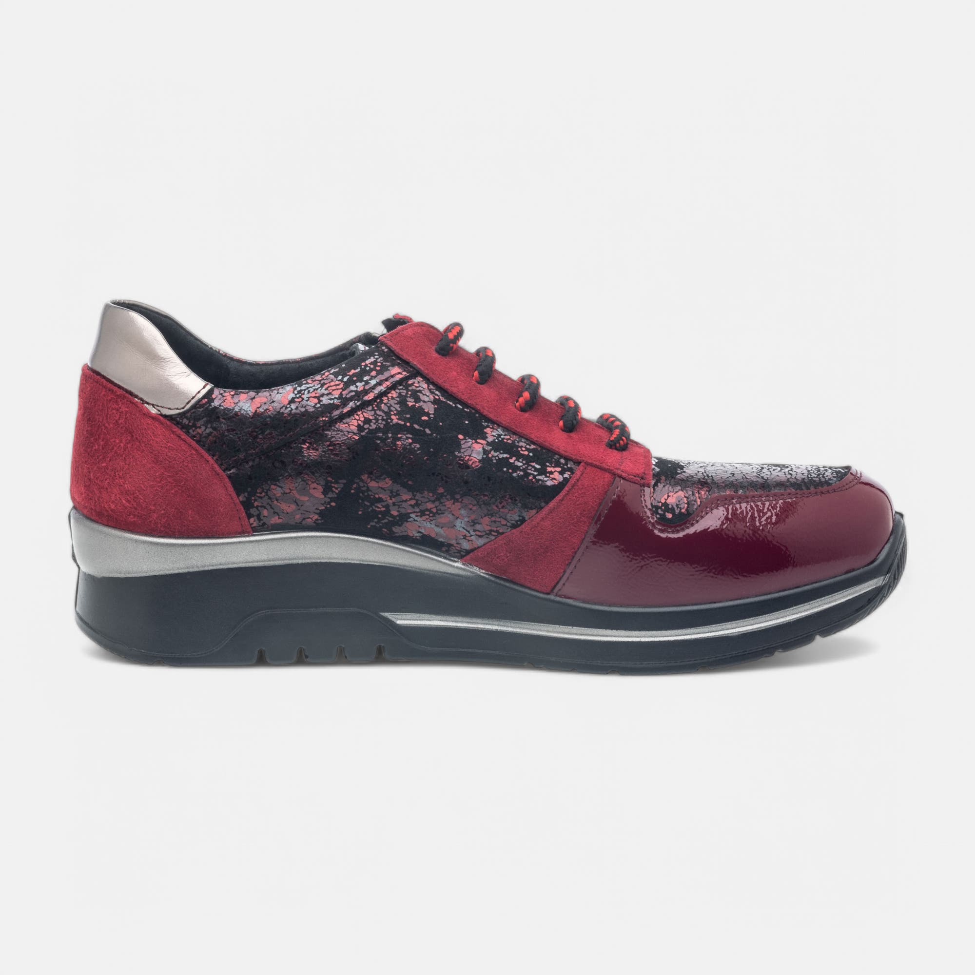 Derbies pieds sensibles Femme en cuir rouge