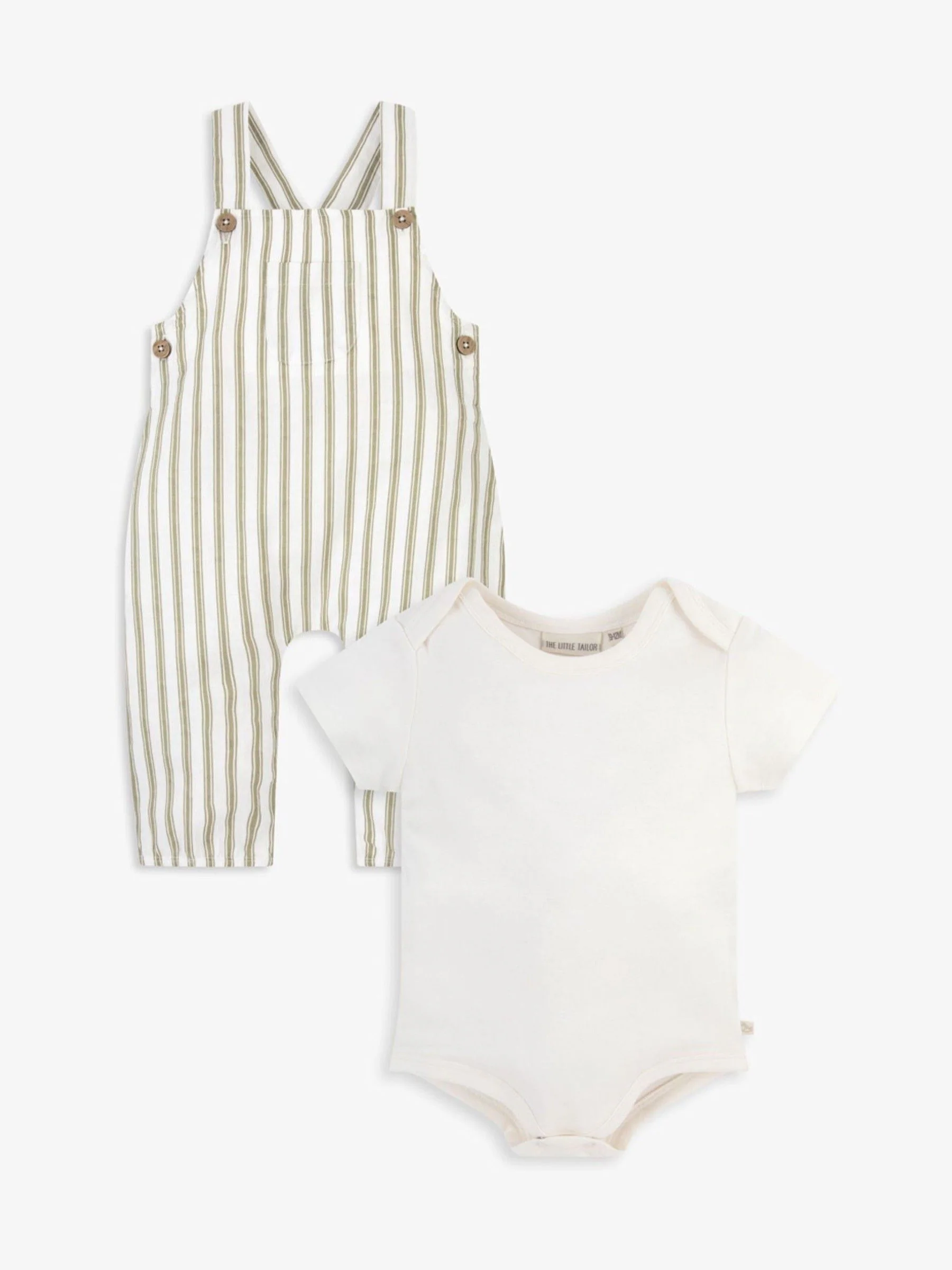 Groen - The Little Tailor Baby Woven Dungarees and T-Shirt Set