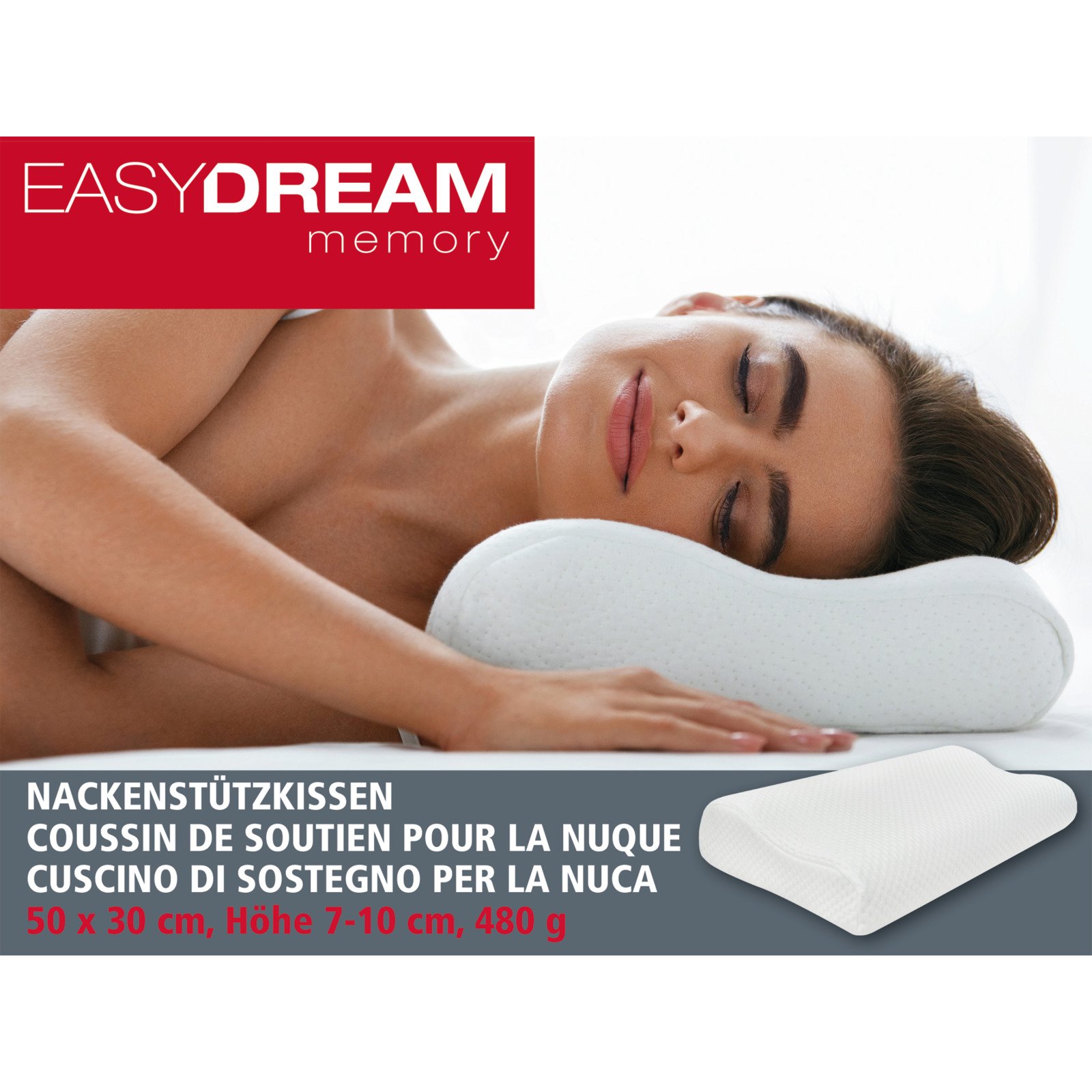 Easy Dream Nackenstützkissen memory, 50 x 30 x 7/10 cm