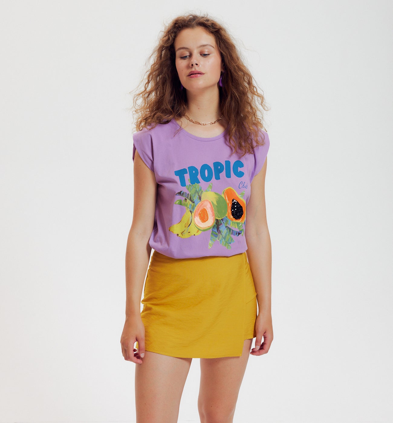 T-shirt col rond Femme - Imprimé lilas