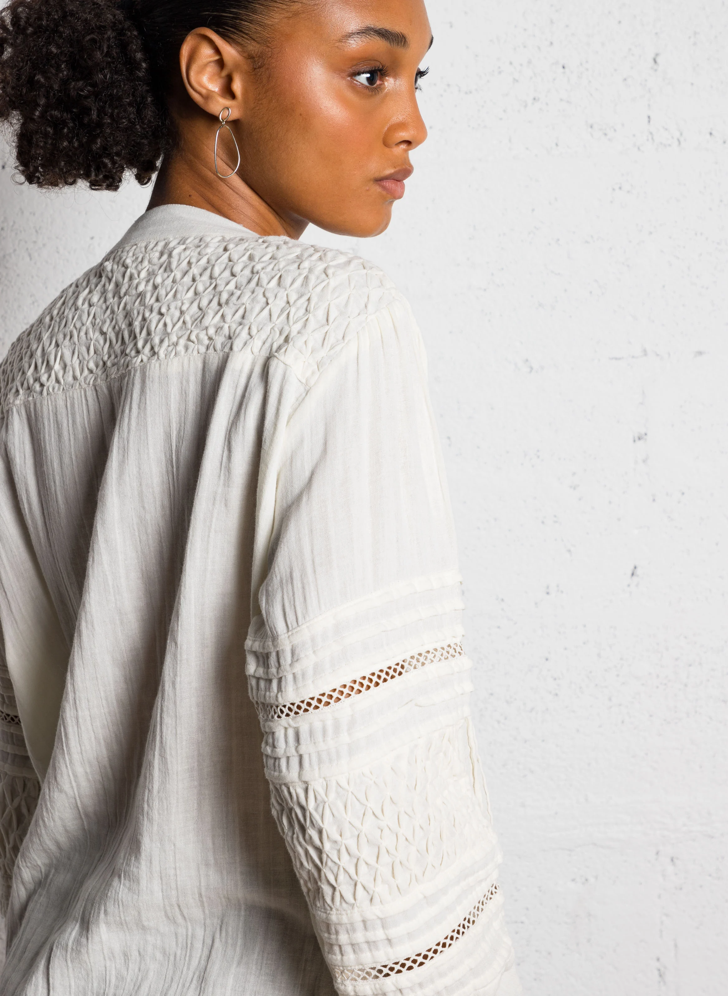 ANGELA - Chemise ample col V en coton | Blanc