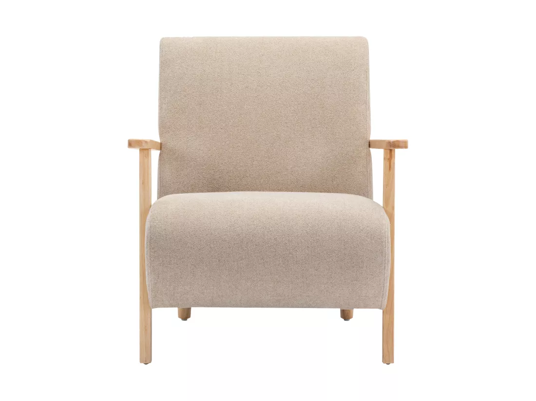 Fauteuil en tissu beige et bois JULOMO