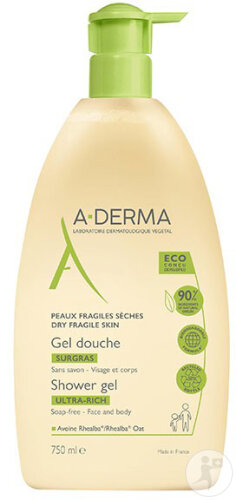 A-Derma Indispensables Gel Douche Surgras Peau Fragile Sèche 750ml