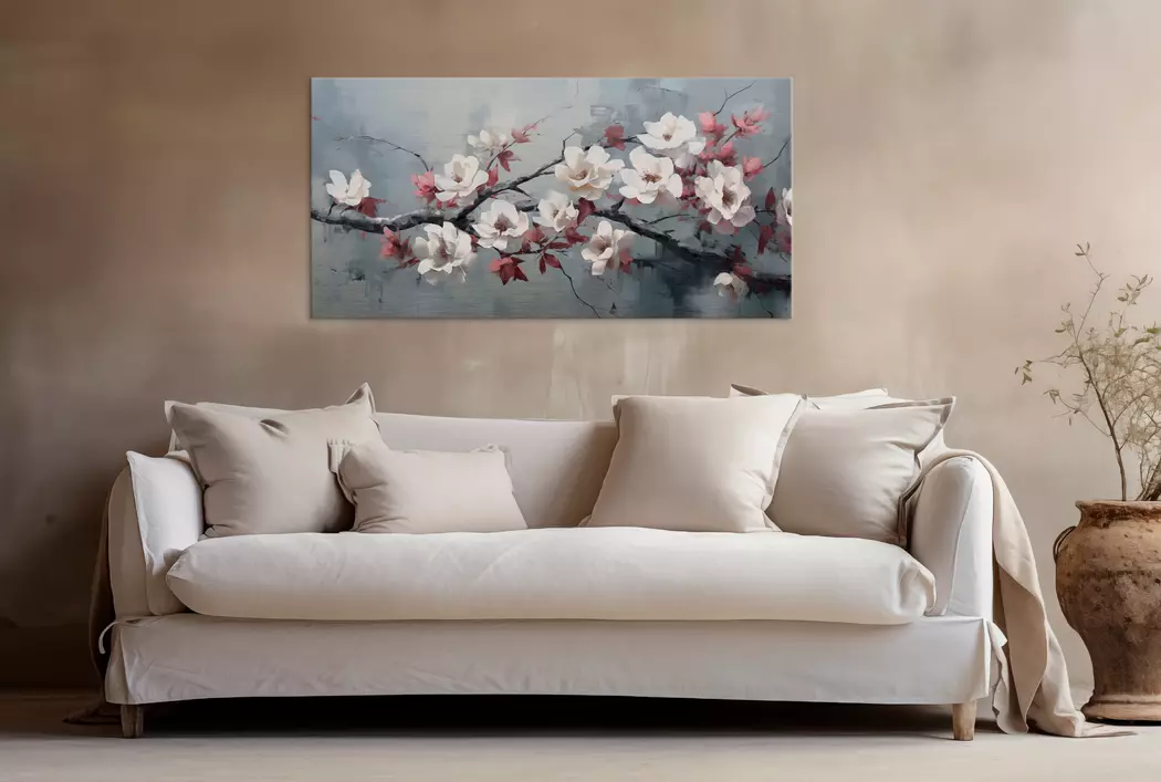 Wandbild 50 x 100 cm Roses On Silver VI