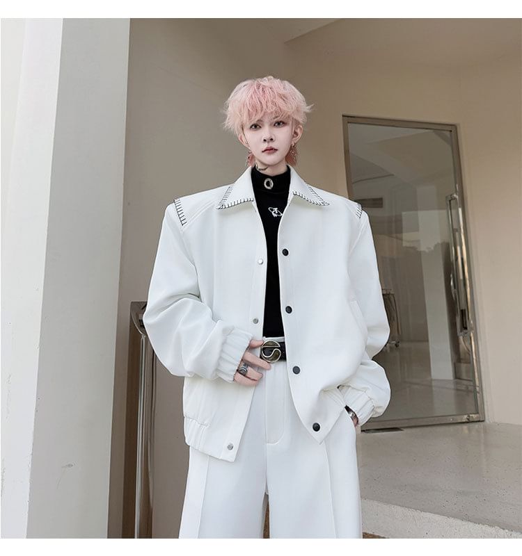 Omozando - Set: Effen blazer met knoopjes + Wijde pantalon