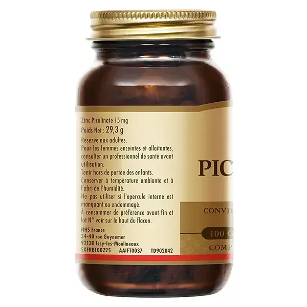 Solgar Zinc Picolinate 15mg 100 gélules