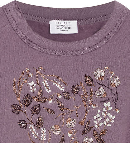 Hust and Claire Sweatshirt - Sara - Dark Plum m. Blumen