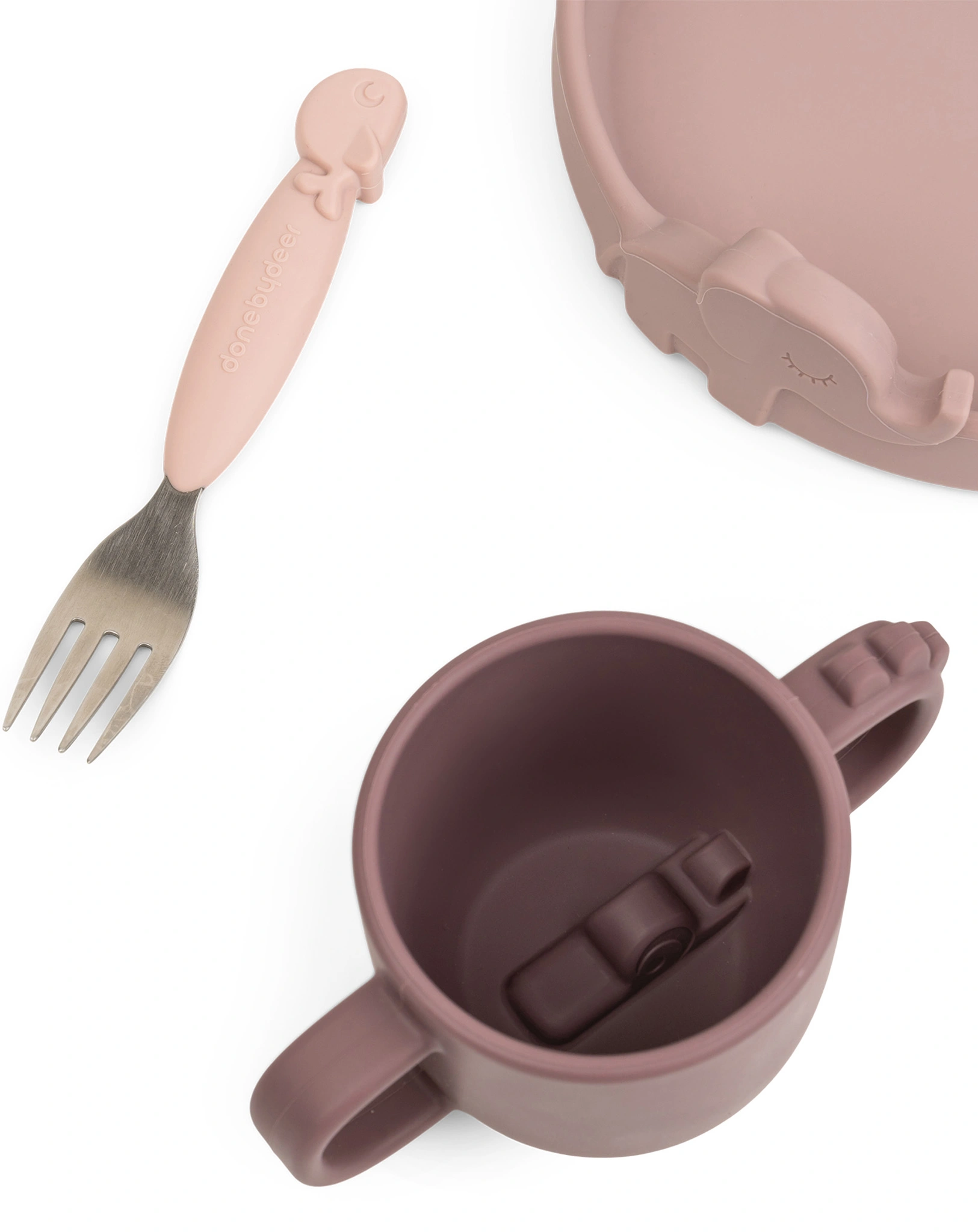 Geschirr-Set PEEKABOO - DEER FRIENDS 3-teilig in rosa